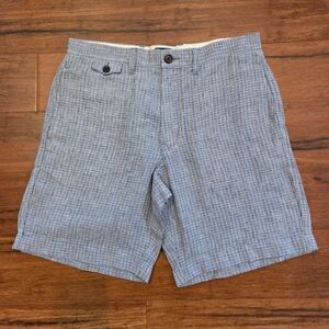 J.Crew Linen Harold Shorts Mens 30 Canvas Blue Plaid 8.5" Inseam NWT